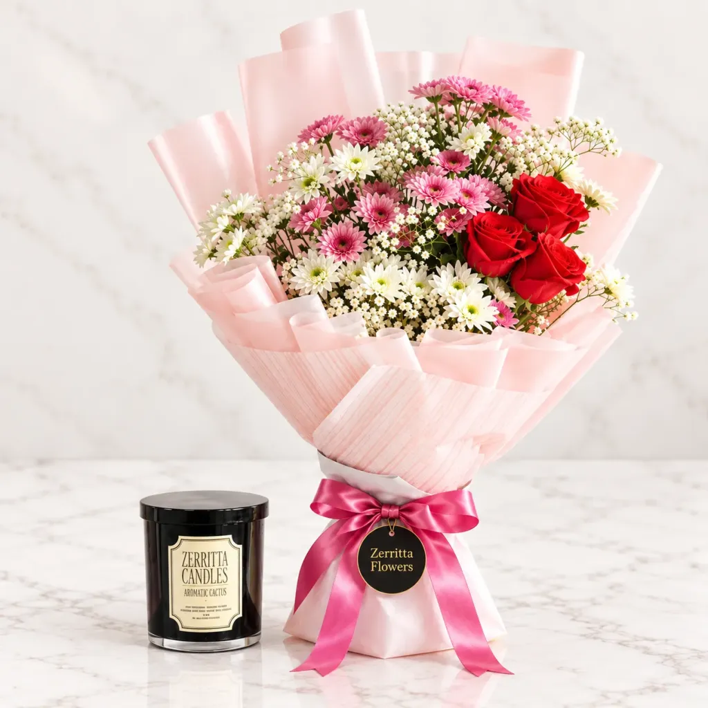 Elegant Bouquet + FREE Candle