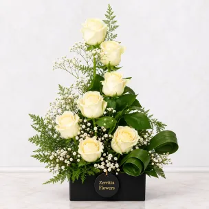 Elegant White Roses Pot