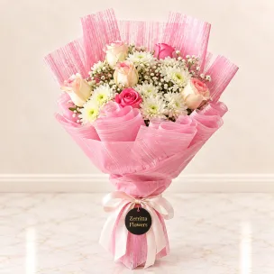 Pink Peach Rose Bouquet