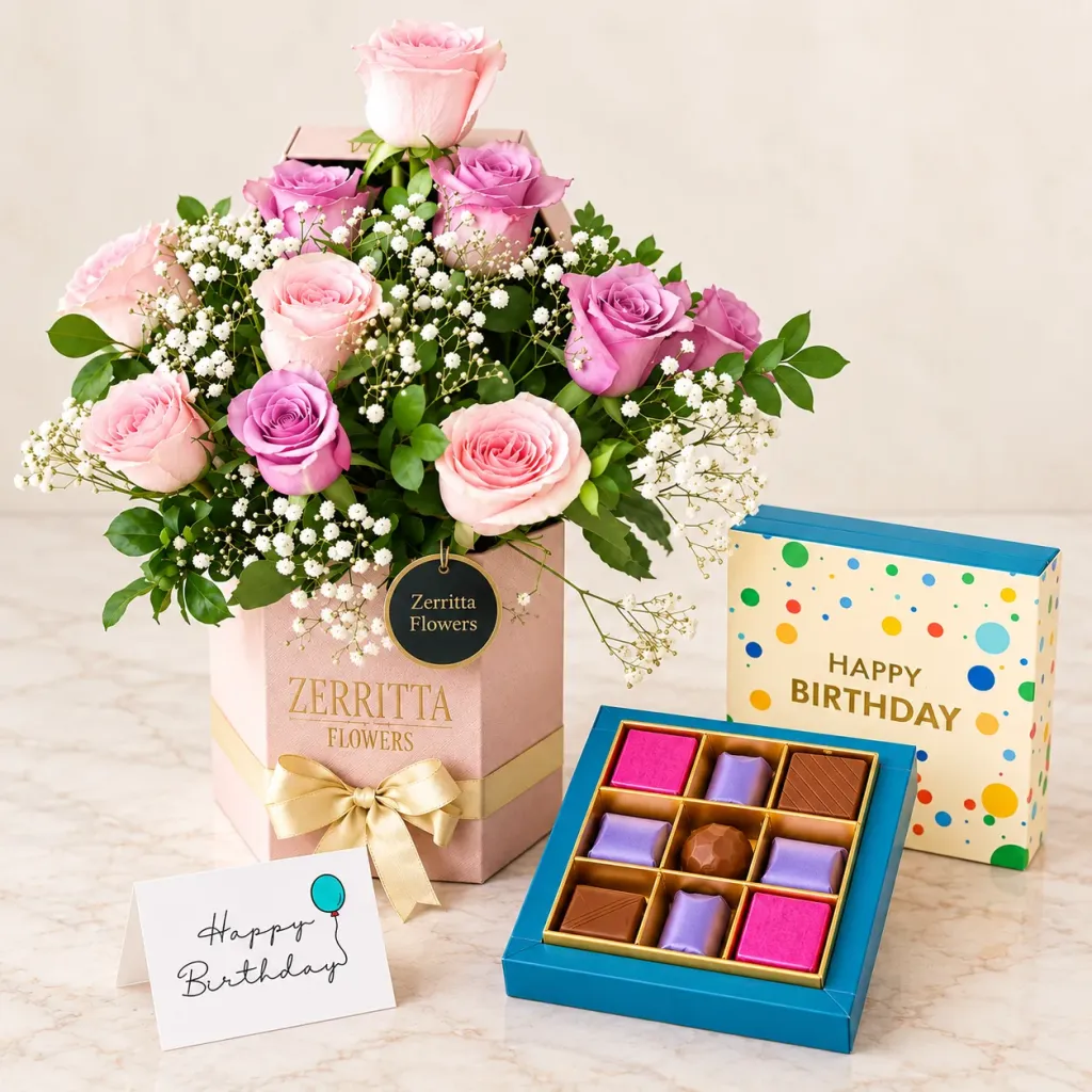 Pink Rose Birthday Combo