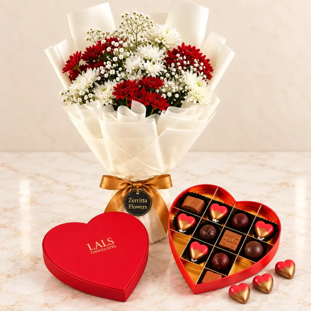 Red Rose Chocolate Heart