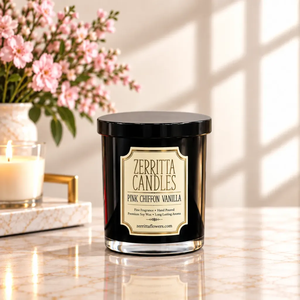 Small Pink Chiffon Vanilla Candle
