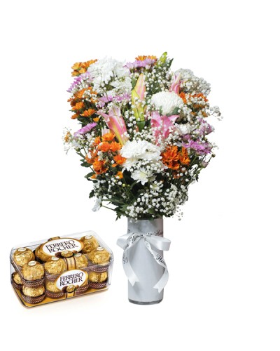 Multi flowers with Small Chocolate Box