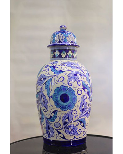 Cobalt Flora Ceramic Urn