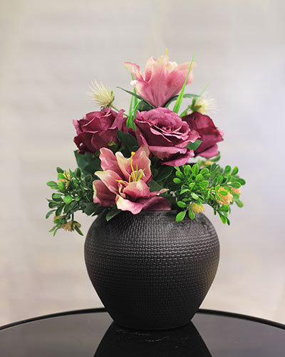 Burgundy Bliss Floral Pot