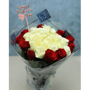 Red and white Rose Luxurious Bouquet