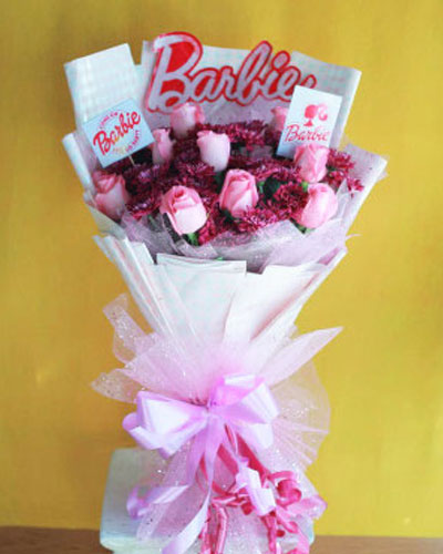 Barbie Blooms with Pink Roses Bouquet