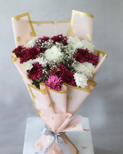 Pink and White Chrysanthemums Bouquet