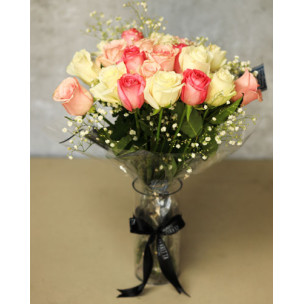 24 Pink And White Roses