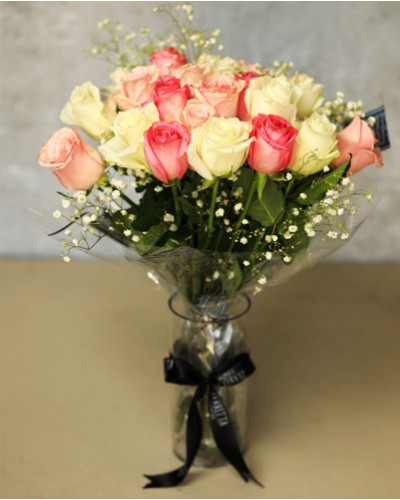 24 Pink And White Roses