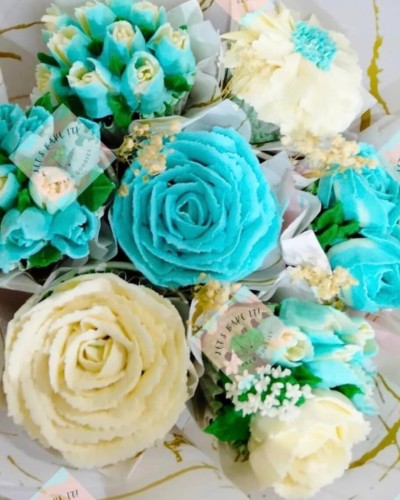 Aqua Floral Cake Bouquet