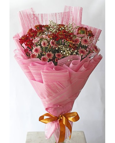 Pretty Pink and White Baby’s Breath Bouquet