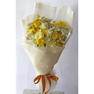 Sunshine Rose Baby’s Breath Bouquet