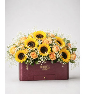 Golden Sunflower Rose Box