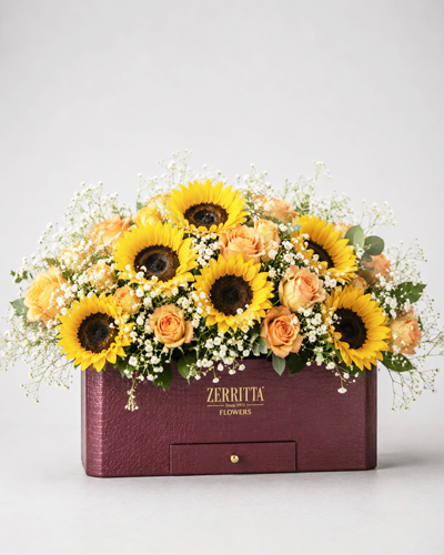 Golden Sunflower Rose Box