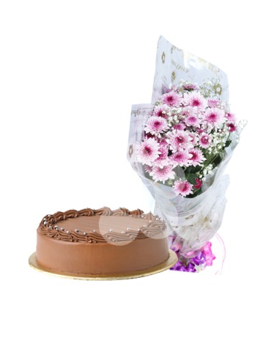 Special Fudge Cake with Flowers