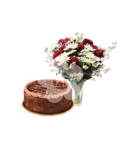 Chocolate Brownie Cake with Flowers