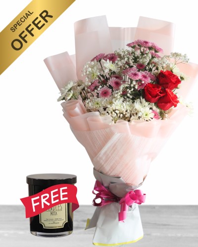 Elegant Bouquet + FREE Candle