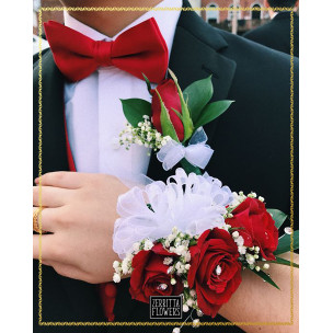 Handmade Fresh Red Rose Corsage and Boutonniere