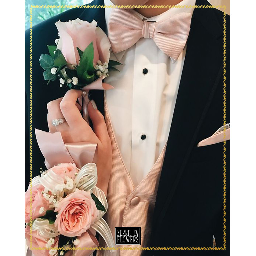 Handmade Fresh Pink Rose Corsage and Boutonniere