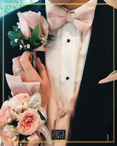 Handmade Fresh Pink Rose Corsage and Boutonniere