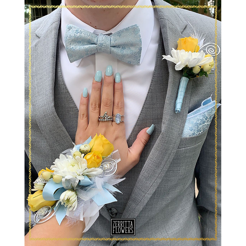 Handmade Artificial White Carnation Corsage and Boutonniere