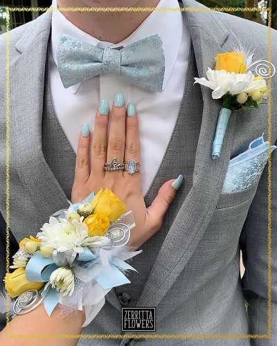 Handmade Artificial White Carnation Corsage and Boutonniere