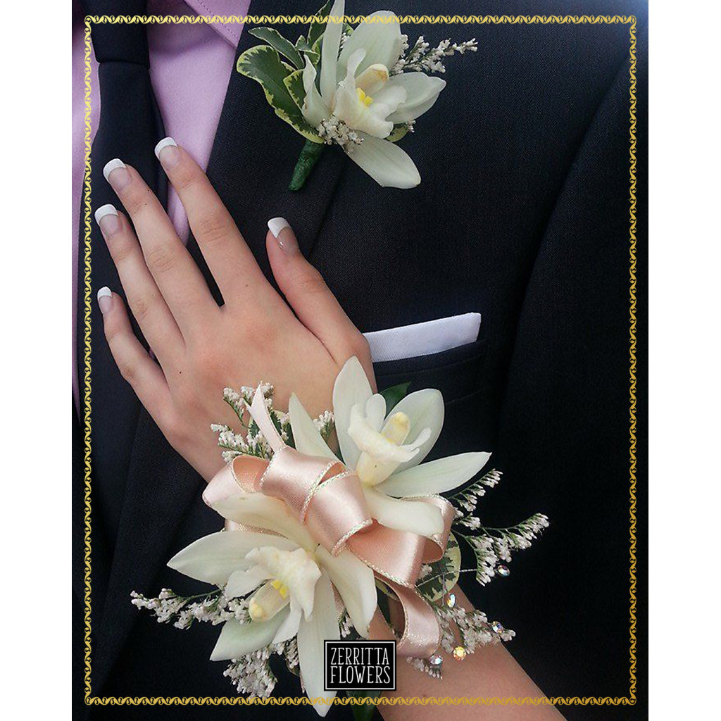 Handmade Artificial White Calla Lily Corsage and Boutonniere