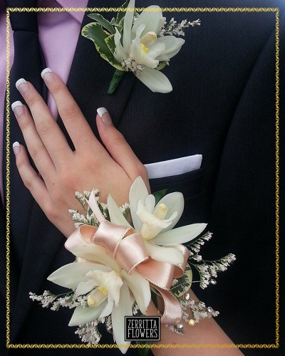 Handmade Artificial White Calla Lily Corsage and Boutonniere