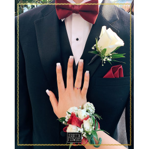 Handmade Fresh White Rose Corsage and Boutonniere