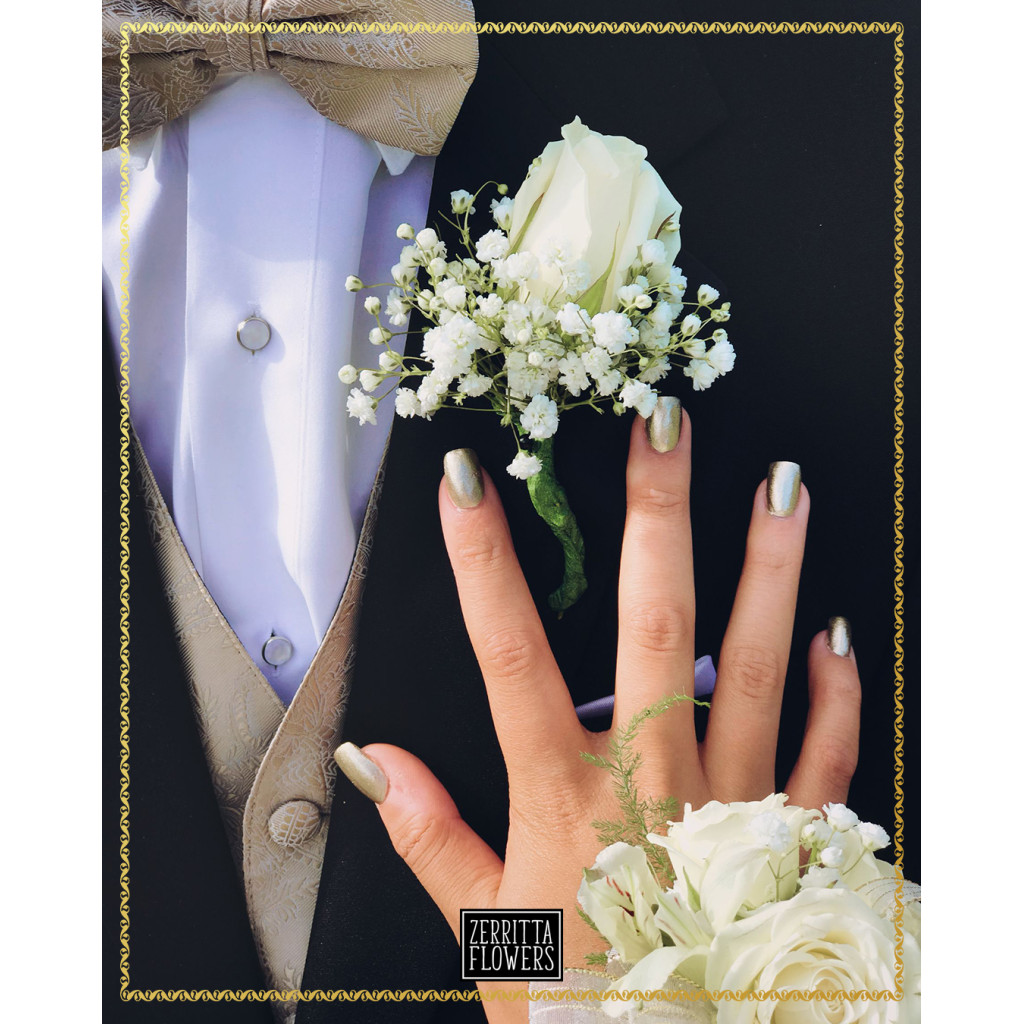 Handmade Fresh White Rose Corsage and Boutonniere