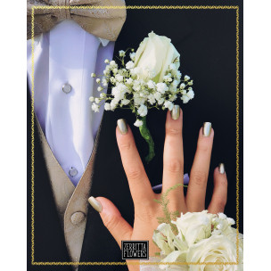 Handmade Fresh White Rose Corsage and Boutonniere