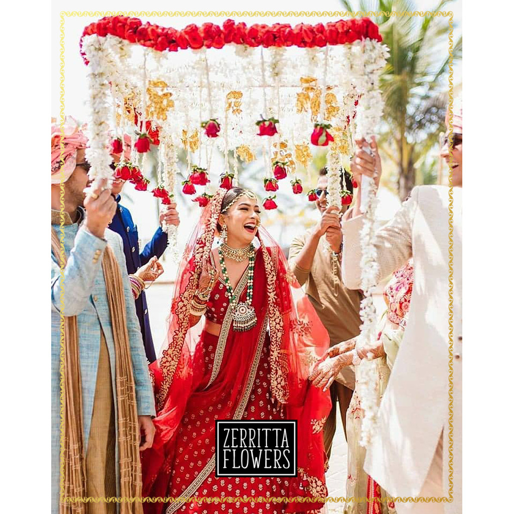 Red Roses and White Chrysanthemums Canopy